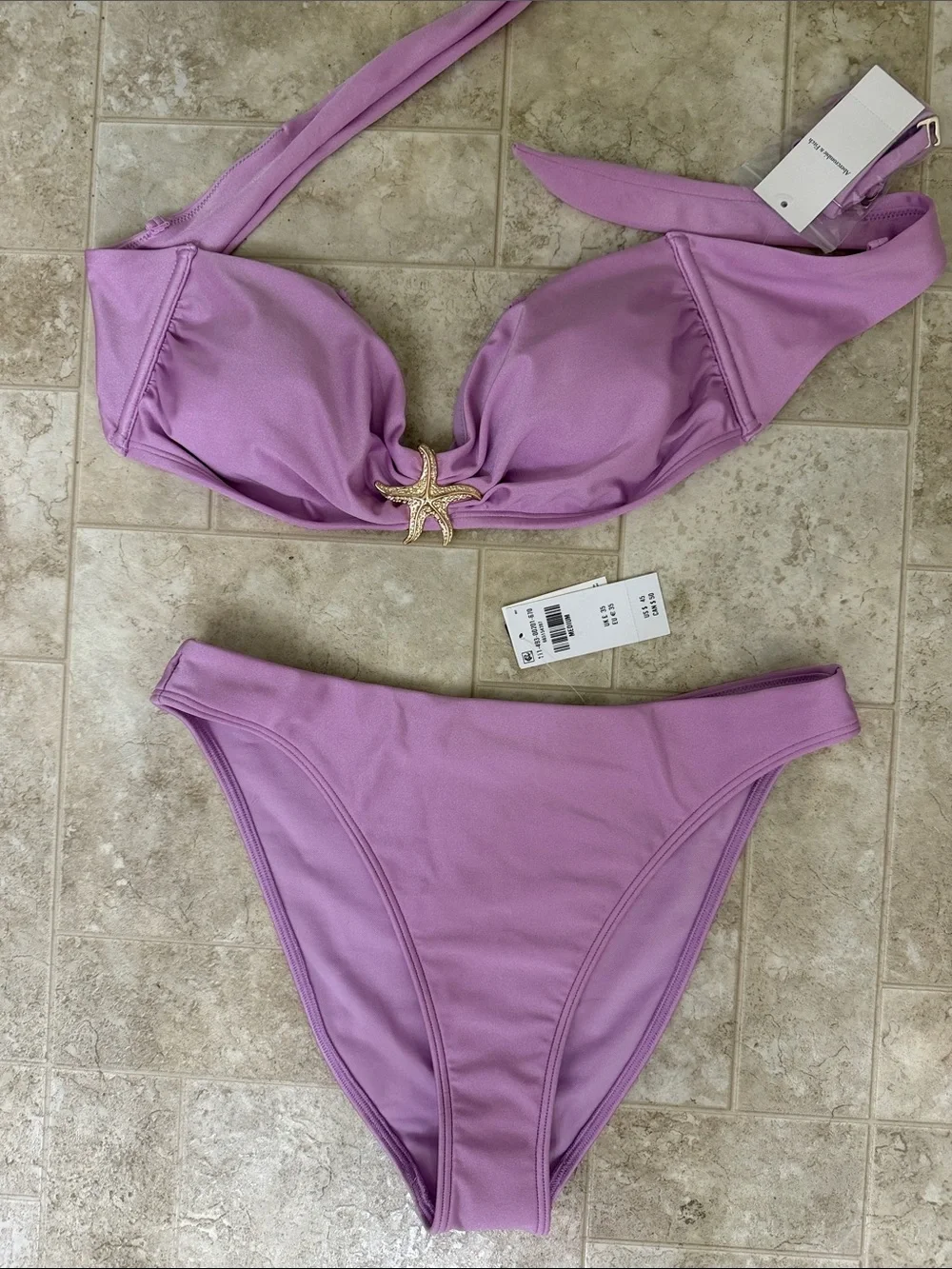 Abercrombie & Fitch Lilac Halter Bikini with Gold Starfish Accent
